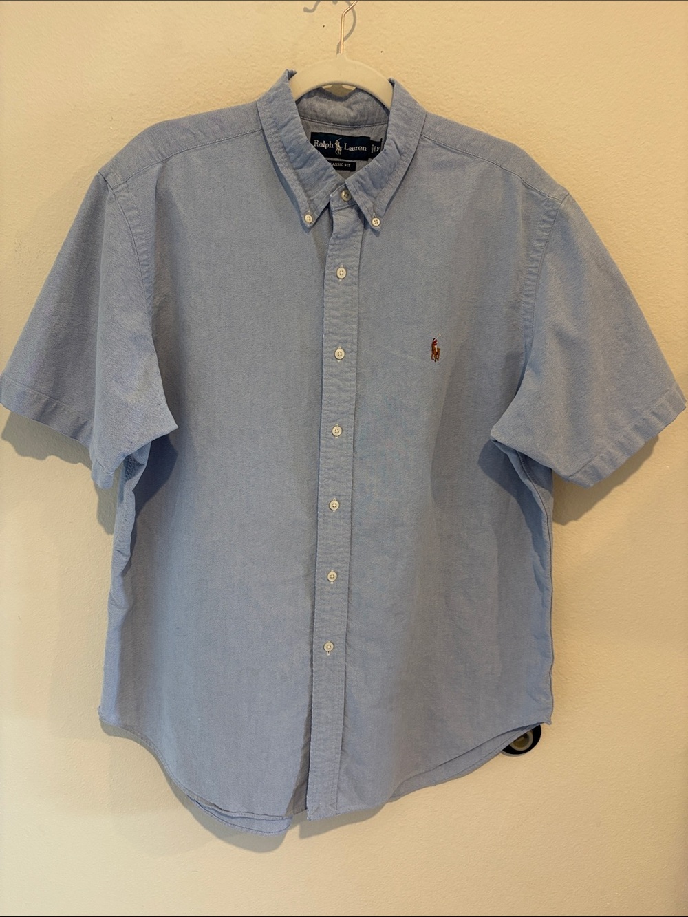 Ralph Lauren Blue Button Down Short-Sleeve Polo  Shirt Classic Fit - Picture 2 of 4